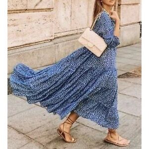 Zara Blue Long Sleeve Dress